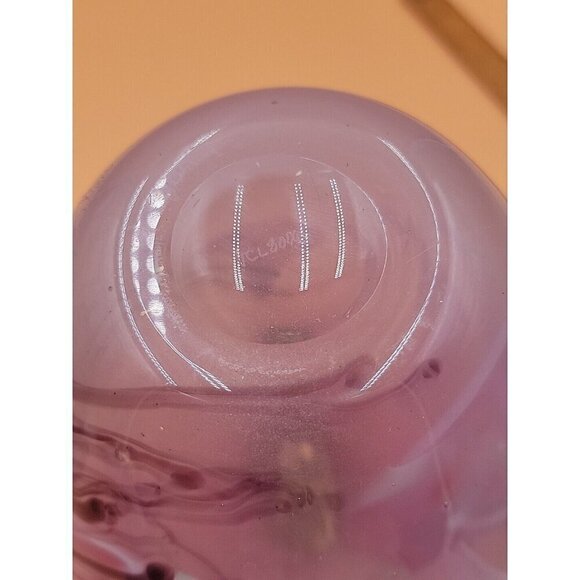 VCL Hand Blown Art Glass Pitcher Artist Signed Numbered 8006 Pink Swirl 12" 1968 - Picture 12 of 15